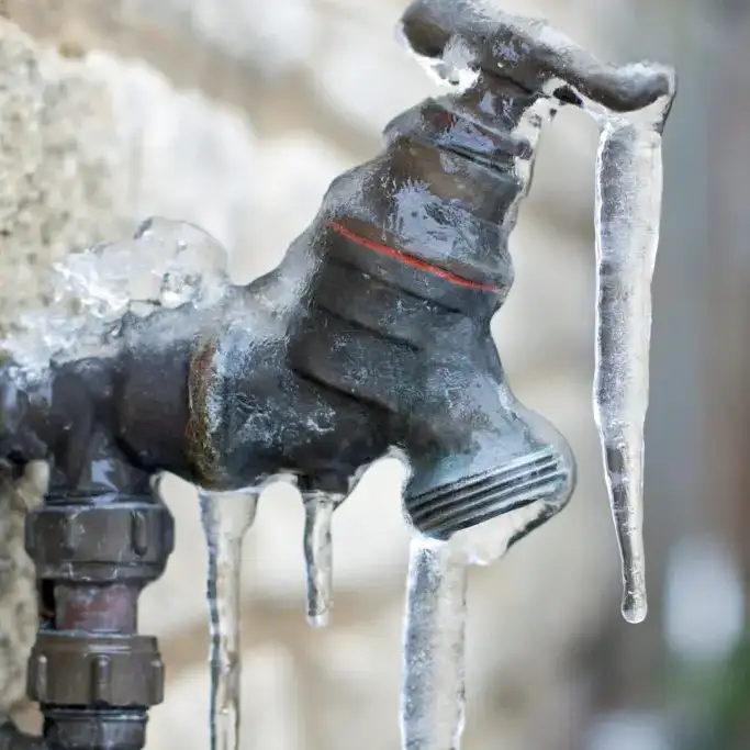 Frozen outdoor faucet